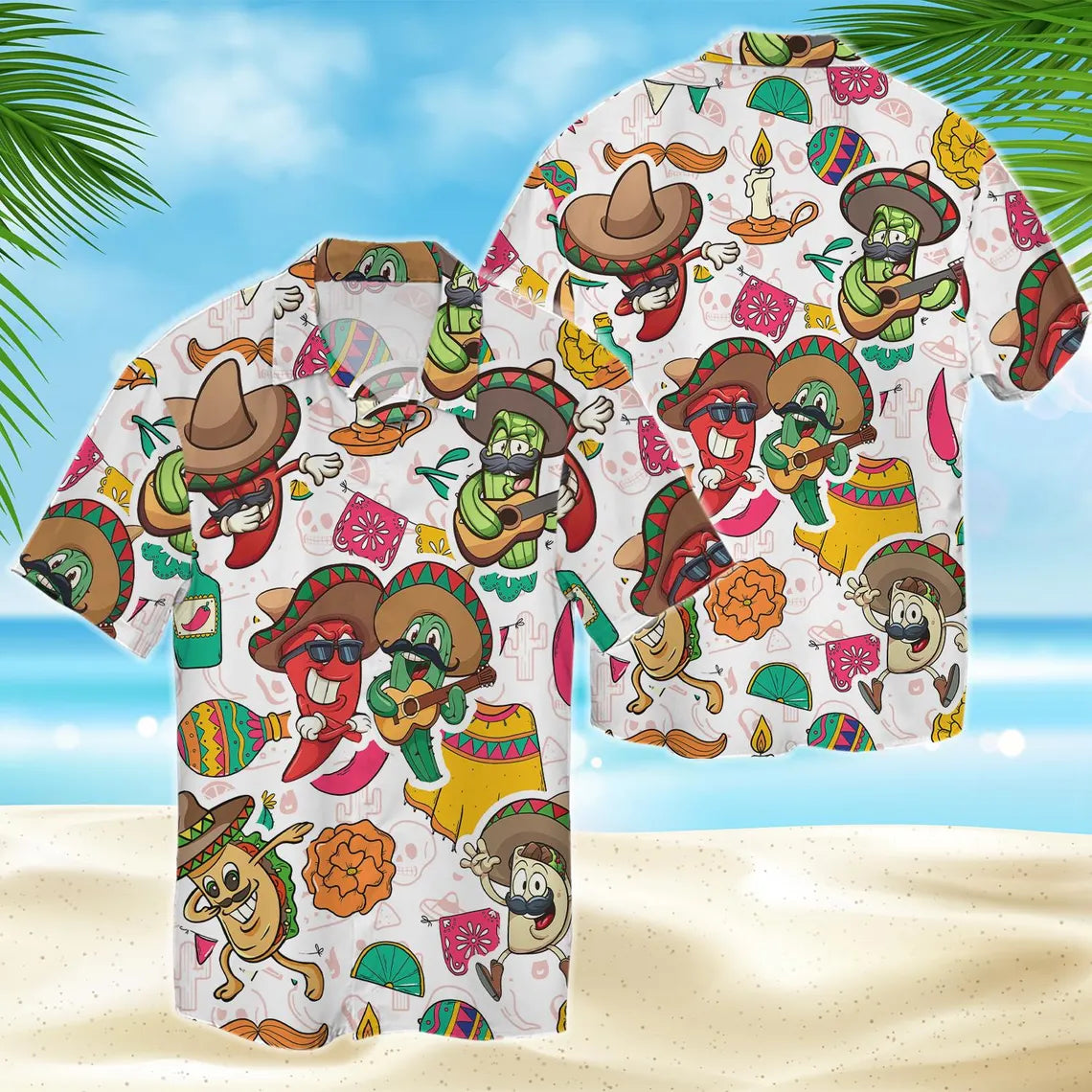 Funny Mexican Food Hawaiian Shirt, Avocado Chili Fiesta Shirt