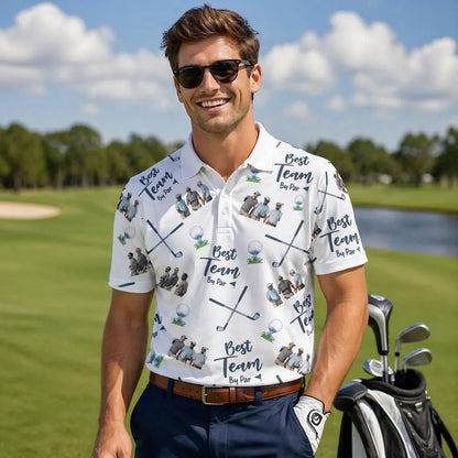 Personalized Photo Golf Polo Shirt for Dad, Best Team By Par Polo, Father's Day Gift for Golfer