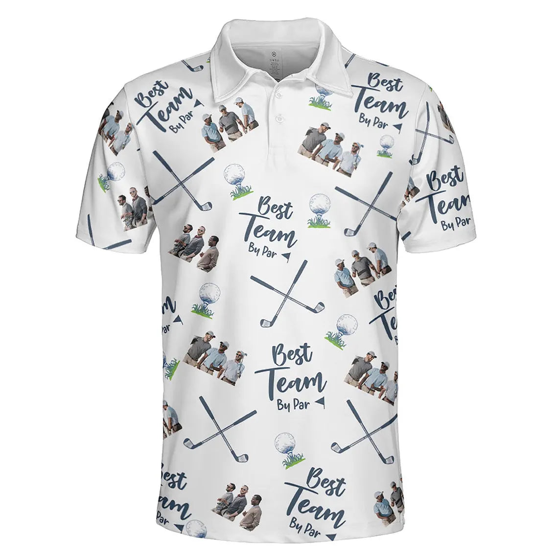 Personalized Photo Golf Polo Shirt for Dad, Best Team By Par Polo, Father's Day Gift for Golfer