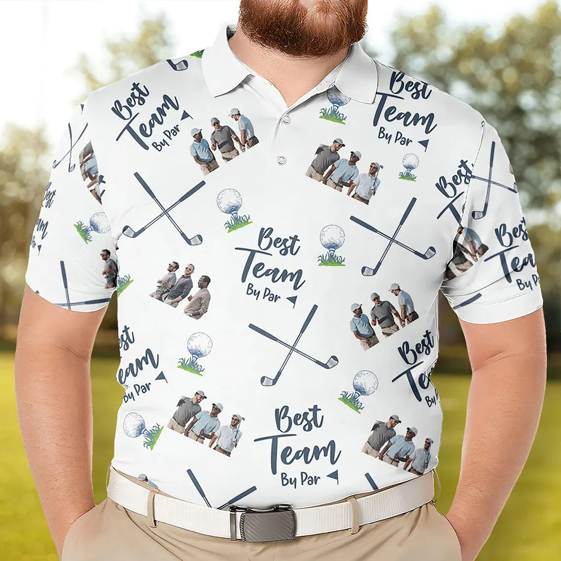 Personalized Photo Golf Polo Shirt for Dad, Best Team By Par Polo, Father's Day Gift for Golfer