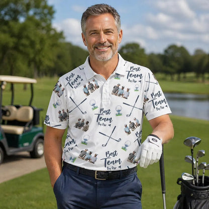 Personalized Photo Golf Polo Shirt for Dad, Best Team By Par Polo, Father's Day Gift for Golfer