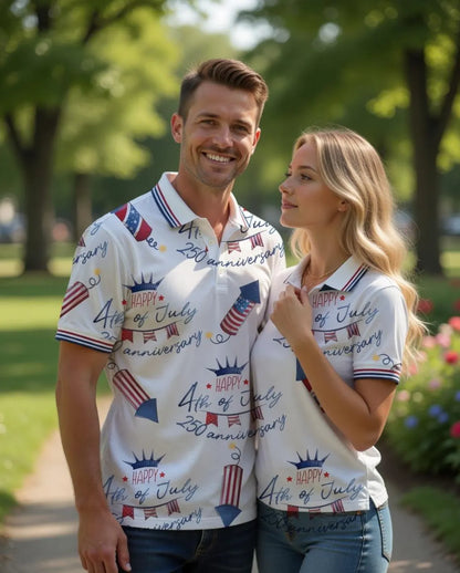 250th Anniversary USA Polo Shirt, 1776-2026 Semi-Quincentennial Golf Shirt, Patriotic 4th of July Men Women Polo