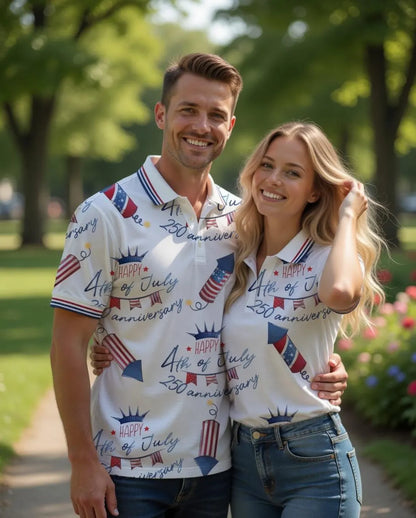250th Anniversary USA Polo Shirt, 1776-2026 Semi-Quincentennial Golf Shirt, Patriotic 4th of July Men Women Polo