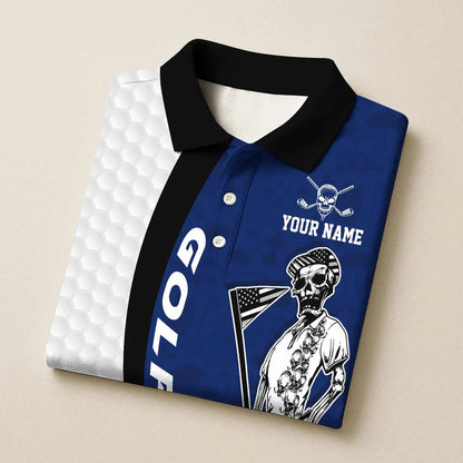 Golf Skeleton Golfer Player Multicolor Customized Name, Team Name 3D Polo Shirt