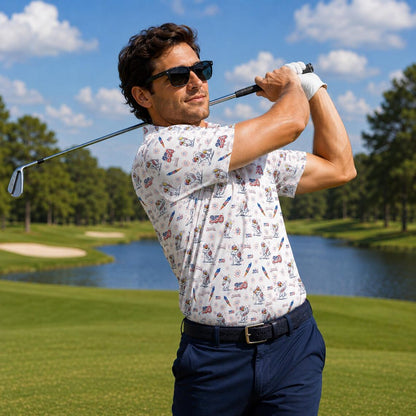 Patriotic Eagle Golf Polo Shirt, USA 250 Independence Day Polo