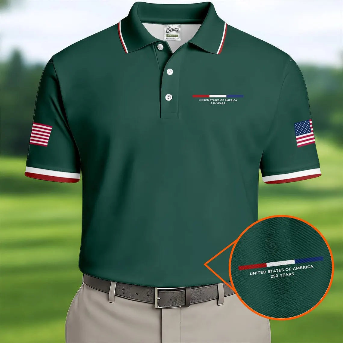 United States Of America 250 Years Navy Golf Shirt