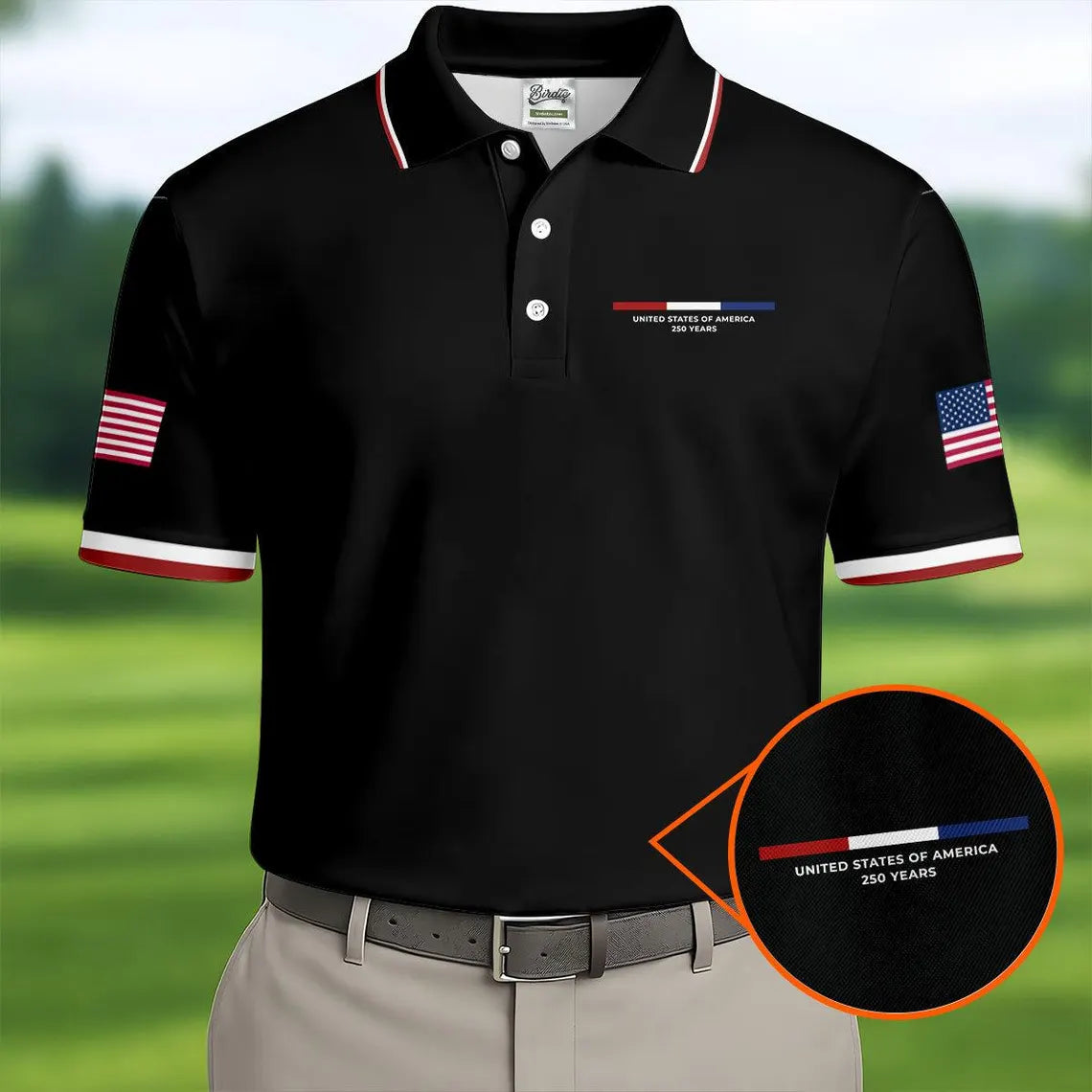 United States Of America 250 Years Navy Golf Shirt