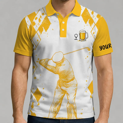 Funny Beer Golf Polo Shirt, Personalized Golf Beer Shirt, Custom Golfer Polo