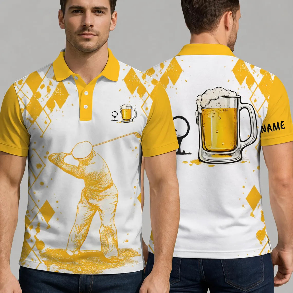 Funny Beer Golf Polo Shirt, Personalized Golf Beer Shirt, Custom Golfer Polo