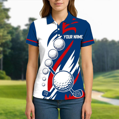 Golf American Flag Design Customized Name, Team Name 3D Polo Shirt