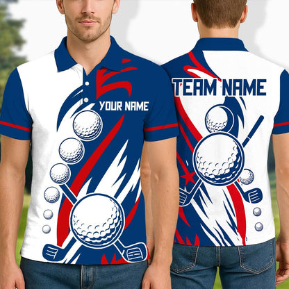 Golf American Flag Design Customized Name, Team Name 3D Polo Shirt