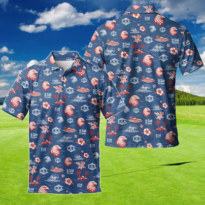 Funny Patriotic USA Polo Shirt for Men, American Flag Golf Shirt, 4th of July Independence Day 250th Anniversary Gift for Him