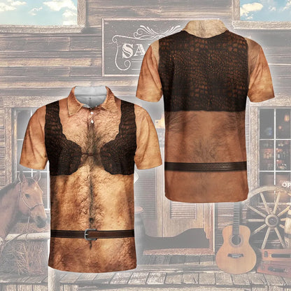 Funny Men’s Polo Shirt, Chest Hair Costume Shirt, Novelty Humor Tee, Gag Gift Polo for Men