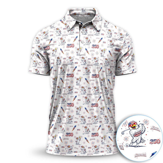 Patriotic Eagle Golf Polo Shirt, USA 250 Independence Day Polo