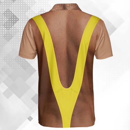 Hairy Chest Chicken Polo Shirt for Men, Funny Farmer Gag Outfit Shirt