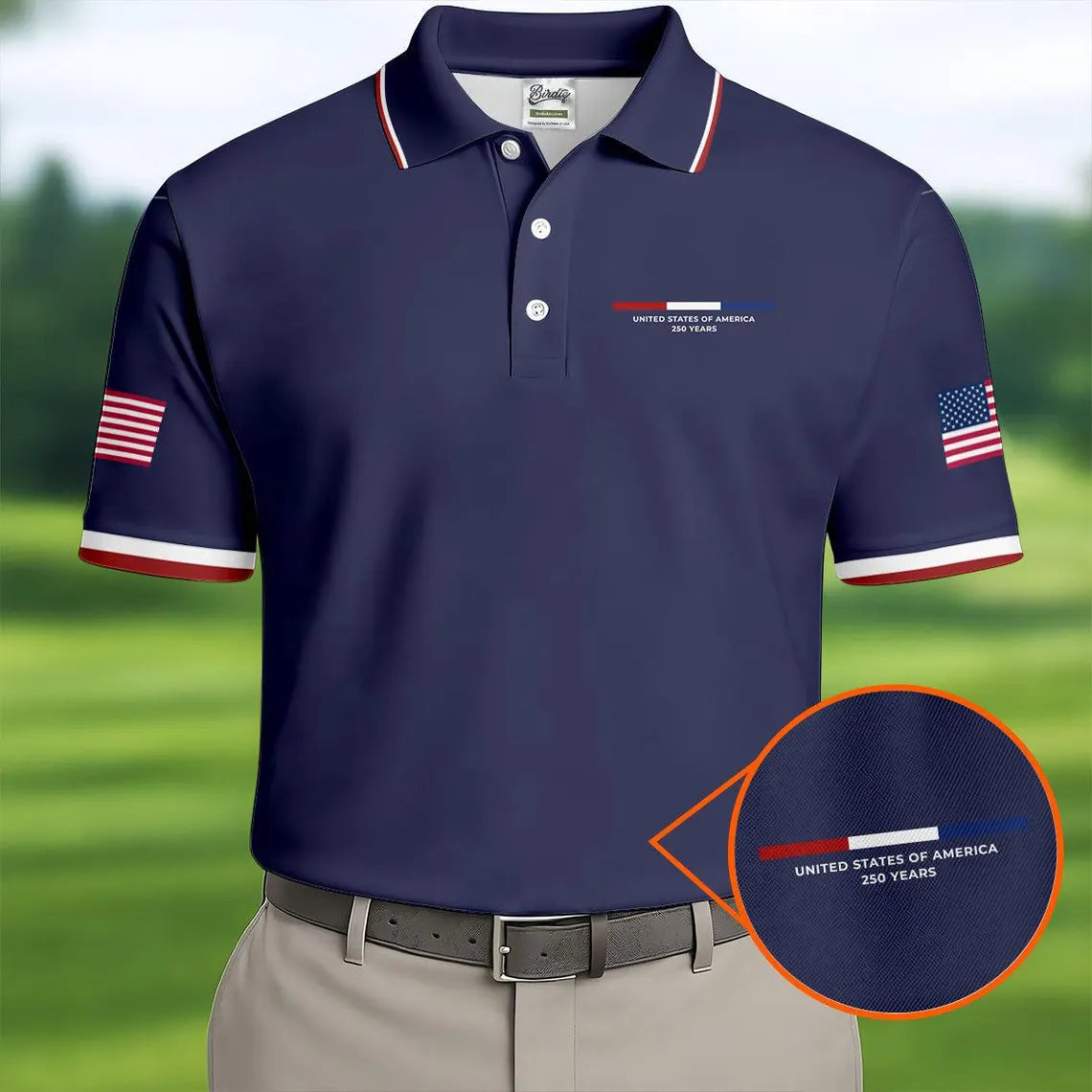 United States Of America 250 Years Navy Golf Shirt