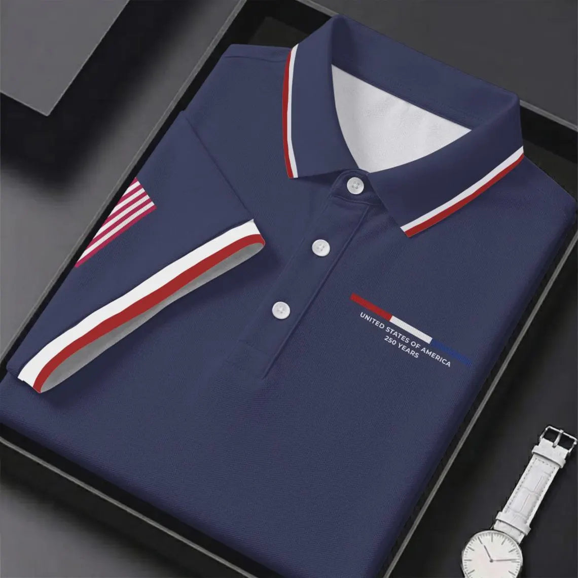 United States Of America 250 Years Navy Golf Shirt