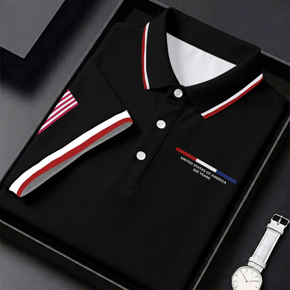 United States Of America 250 Years Navy Golf Shirt