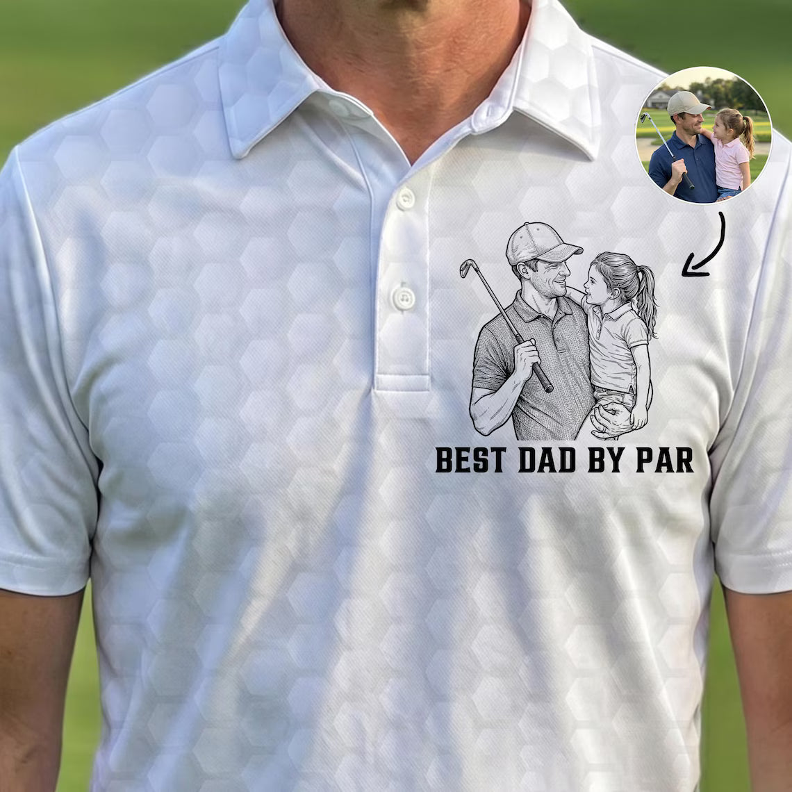 Personalized Best Dad By Par Sketch Line Art Polo Shirt, Father's Day Gift For Husband
