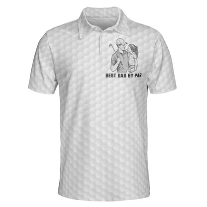 Personalized Best Dad By Par Sketch Line Art Polo Shirt, Father's Day Gift For Husband