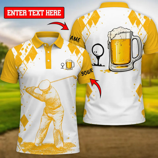 Funny Beer Golf Polo Shirt, Personalized Golf Beer Shirt, Custom Golfer Polo