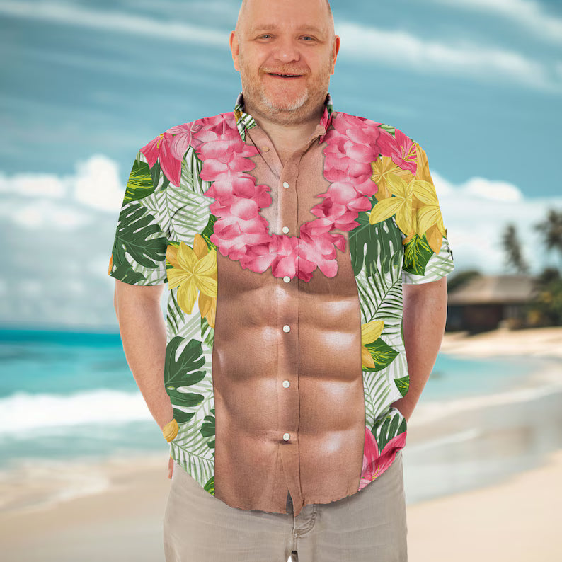 Funny Abs Hawaiian Shirt Tropical Aloha Beach Shirt
