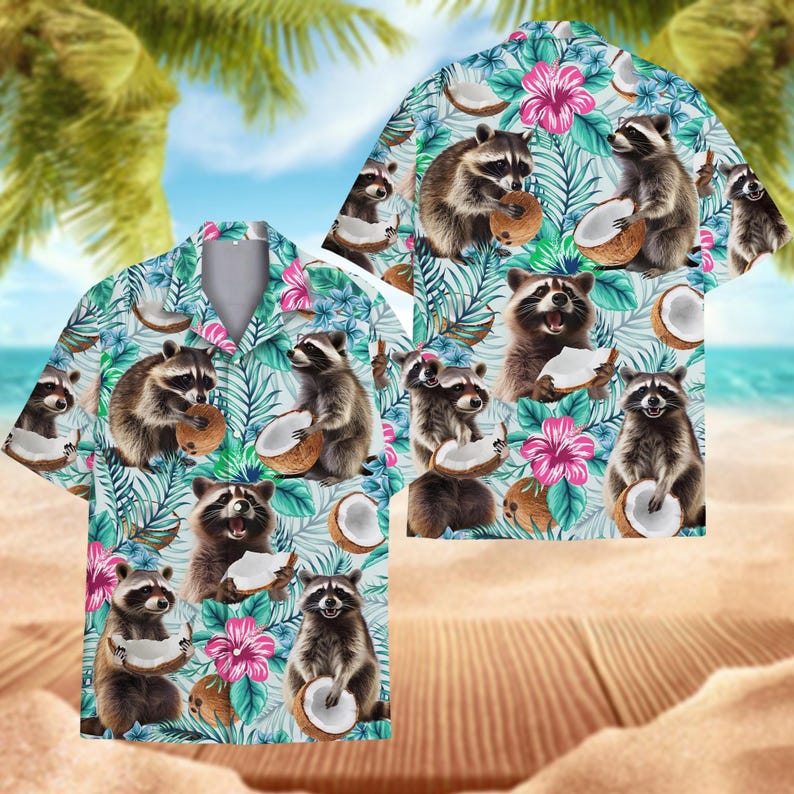 Tropical Raccoon Hawaiian Shirt For Men And Women, Raccoon Hawaiian Shirt ET0026