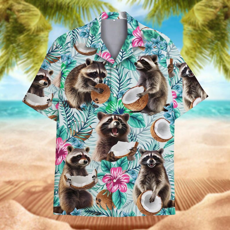 Tropical Raccoon Hawaiian Shirt For Men And Women, Raccoon Hawaiian Shirt ET0026