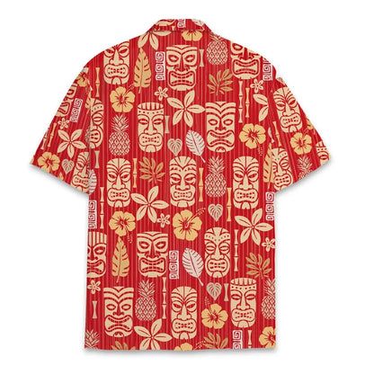 Colorful Tiki Aloha Shirt, Short Sleeve Button-Down Summer Shirt