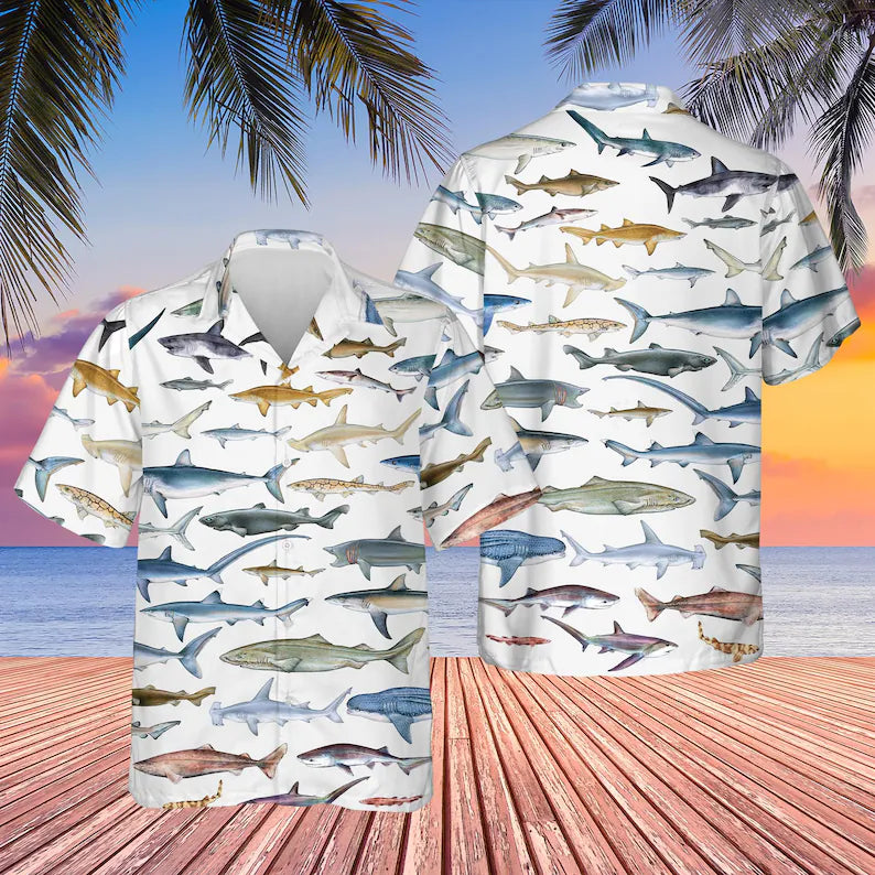 Shark Hawaiian Shirt: Tropical Beach Aloha Shirt