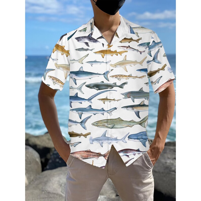 Shark Hawaiian Shirt: Tropical Beach Aloha Shirt