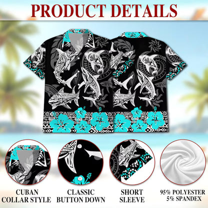 Tribal Shark Hawaiian Shirt, Polynesian Shark Aloha Shirt