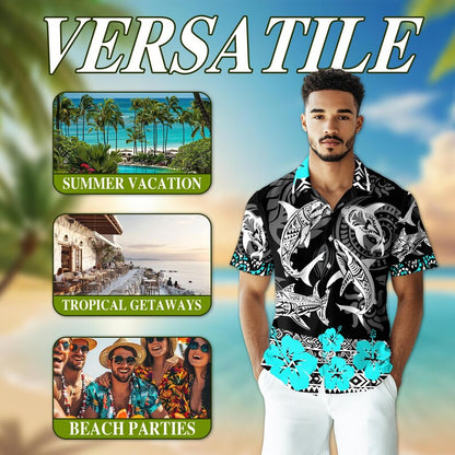 Tribal Shark Hawaiian Shirt, Polynesian Shark Aloha Shirt