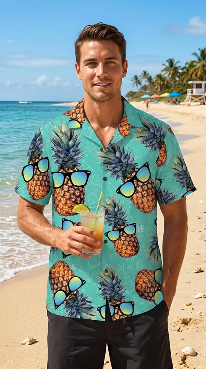 Pineapple Hawaiian Shirt, Sunglasses Fruit Aloha Shirt