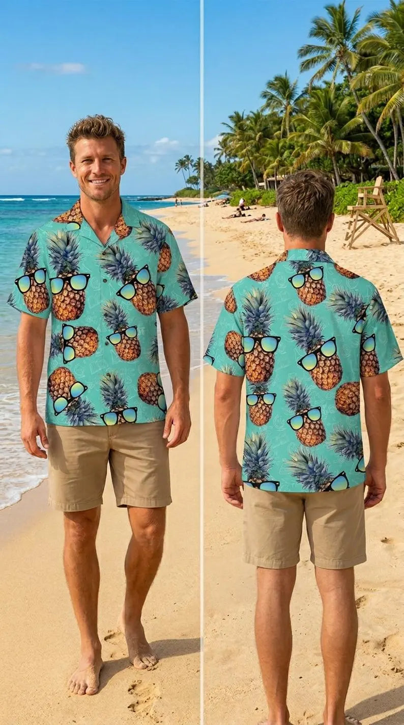 Pineapple Hawaiian Shirt, Sunglasses Fruit Aloha Shirt