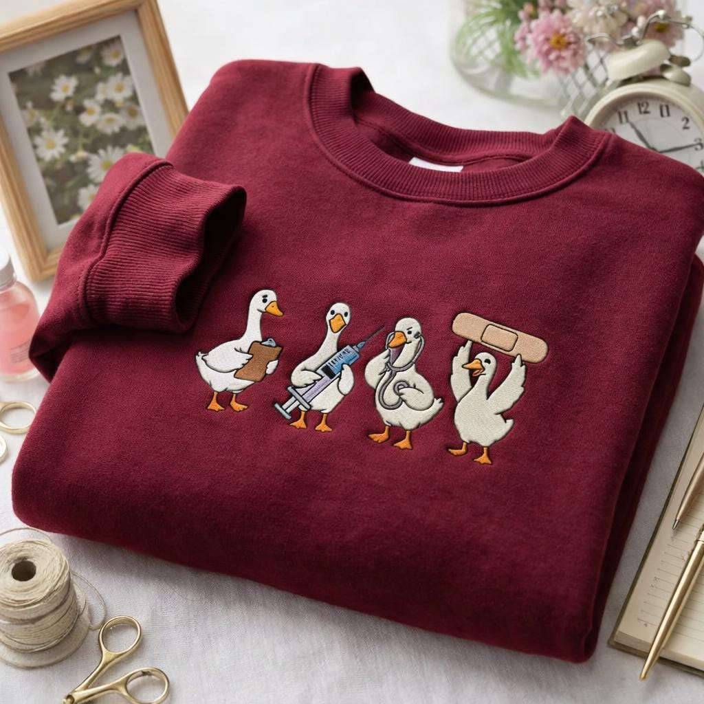 Medical Duck Embroidered Sweatshirt