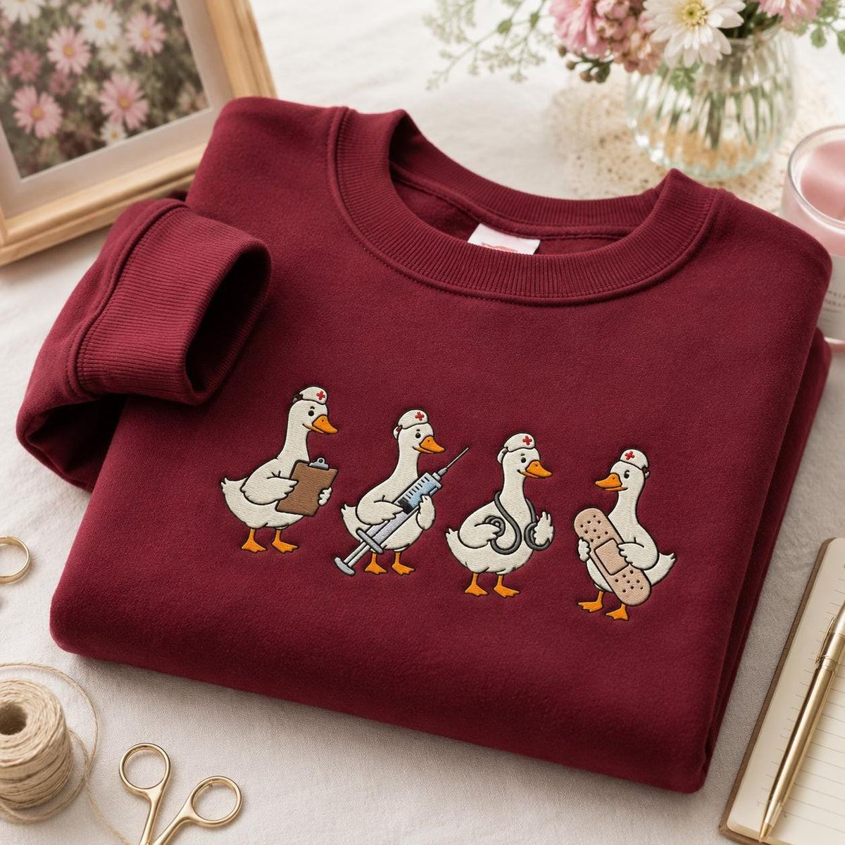 Medical Duck Embroidered Sweatshirt