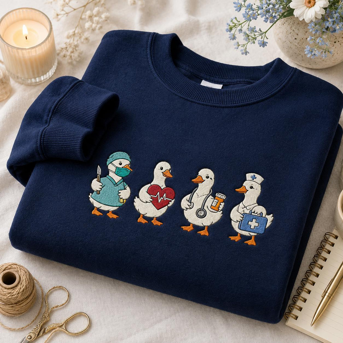 Medical Duck Embroidered Sweatshirt