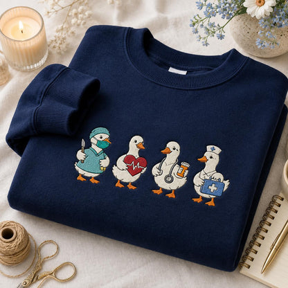 Medical Duck Embroidered Sweatshirt