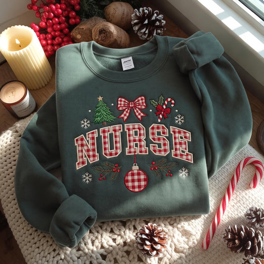 Nurse Christmas Embroidered Sweatshirt