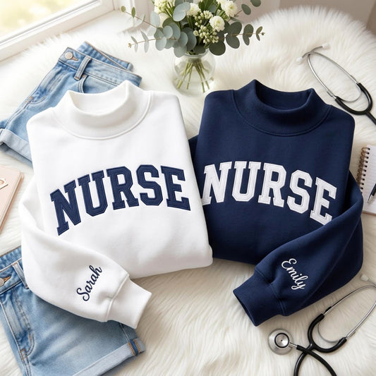 Embroidered Custom Nurse Mockneck Sweatshirt, Registered Nurse Gift
