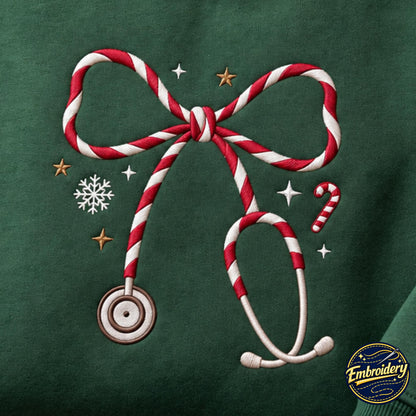 Nurse Stethoscope Bow Embroidered Sweatshirt