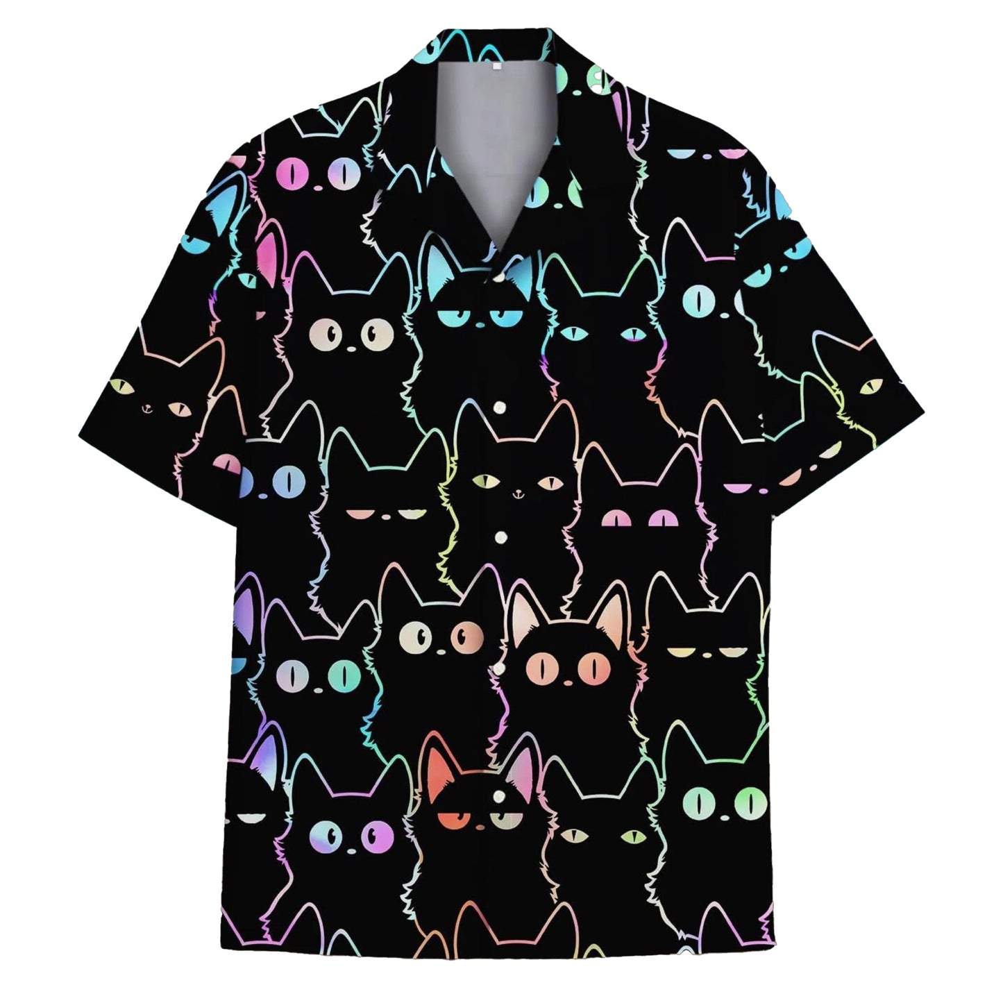 neon Black cat Hawaiian Shirt