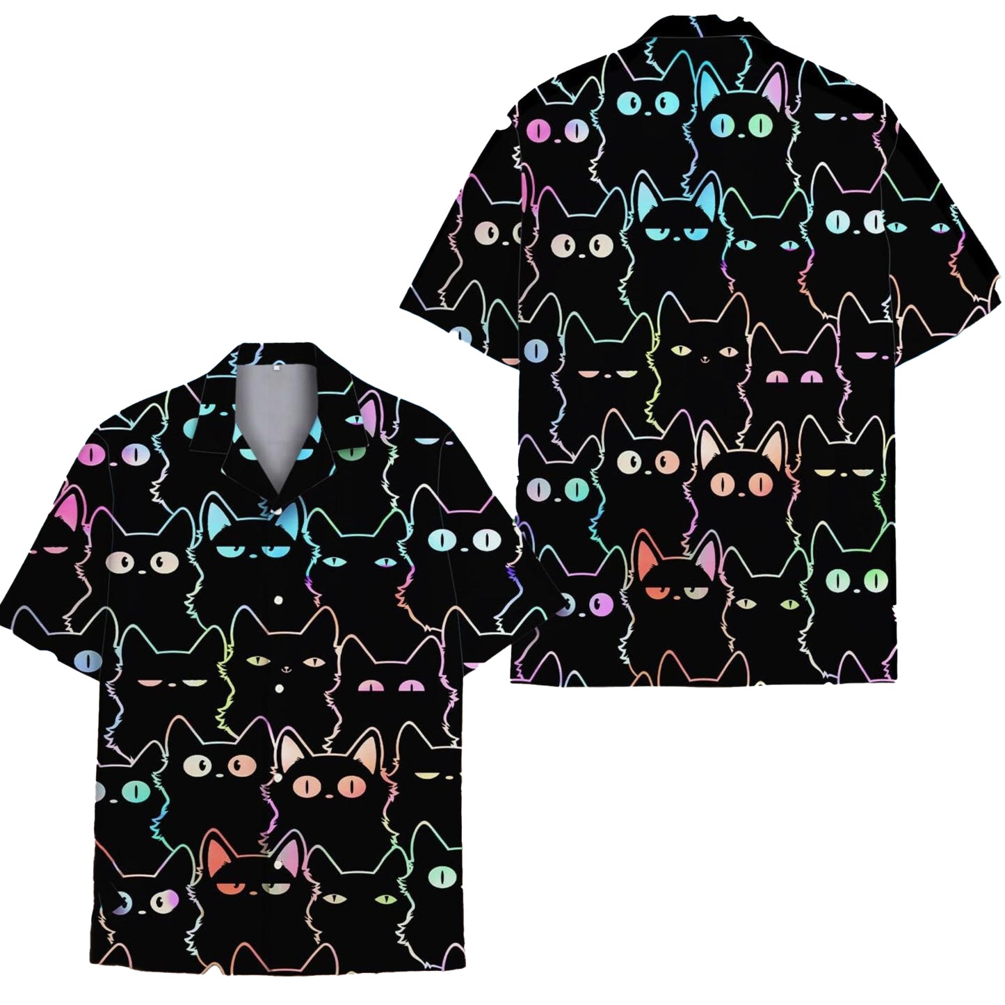 neon Black cat Hawaiian Shirt