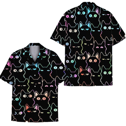 neon Black cat Hawaiian Shirt