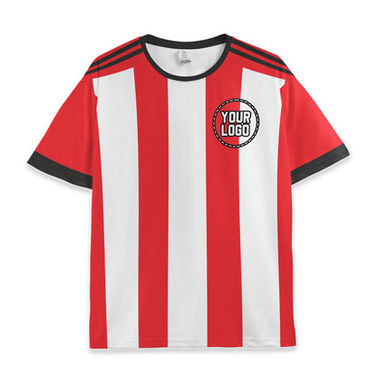 Custom Team Red and White Bold Stripe Soccer Jersey