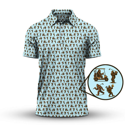 Crazy Golf Pattern Shirt, Bigfoot Golf Polo Shirt