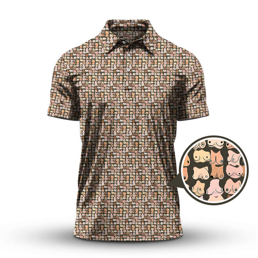 Boob Pattern Golf Polos for Men