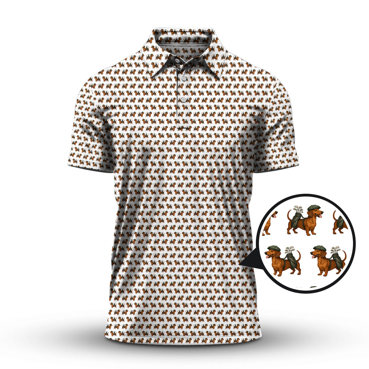 Dachshund Pattern Golf Polos