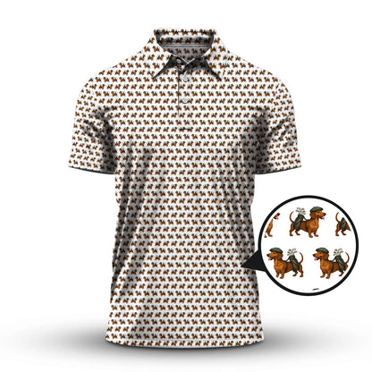 Dachshund Pattern Golf Polos
